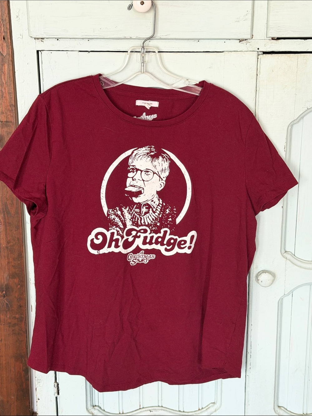 Women’s Burgundy Graphic Tee - Oh Fudge! A Christmas Story